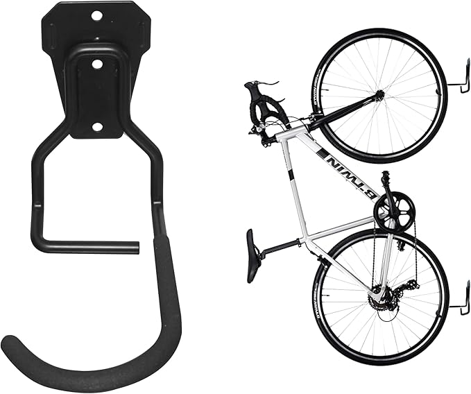 Bike Rack Wall Mount Garage Bike Hook Storage Hanger Space Saving Vertical Bike Rack Organization for Road/Mountain/Folding Bike, Holds Up to 77 Lbs