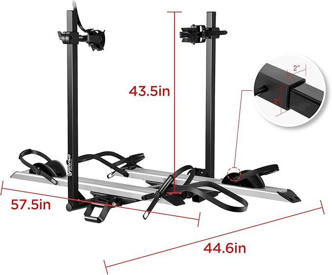 Aluminum Hitch Mounted Bike Carrier 200 LBS Capacity for Standard Bikes and Ebikes, Fit Cars SUV Truck Trailer and RV