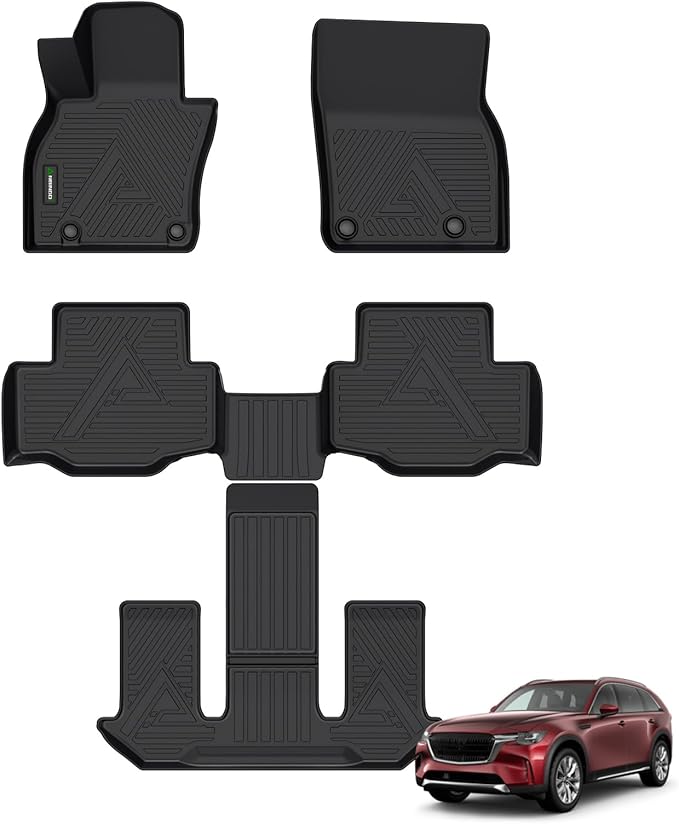 ANBINGO® Floor Mats for 2024 2025 CX-90 & CX90 PHEV (Plug in Hybrid) 6&7 Seater 2nd Row Captain Seat or Bucket Seat All Weather Waterproof Mazda Car Mat Guard Liners