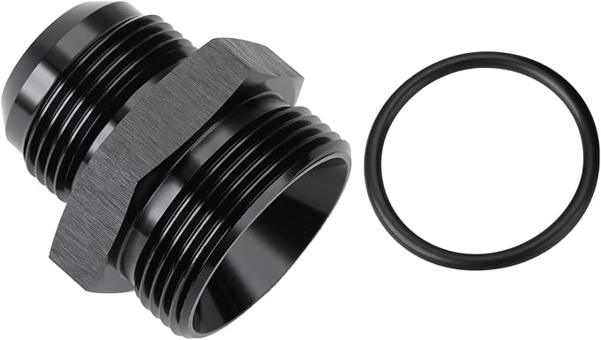 16AN Male Flare to 20AN ORB O-ring Boss Fuel Pump Rail Adapter Fitting Aluminum Black