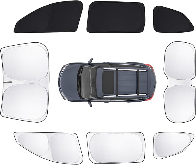 8pcs Car Window Shades for Subaru Ascent 2019-2024 2025 Accessories,Windshield Side Rear Full Sunshade,Sun Visor UV Blocking, Privacy Protection and Blackout for Camping Outdoor