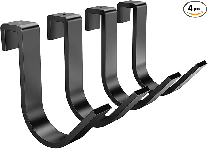 SunsGrove Heavy-Duty 4-Pack Overhead Garage Ceiling Storage Hooks, Add-On Storage Rail Hook Accessory for Hanging Bikes and More, Supports Up to 66lbs