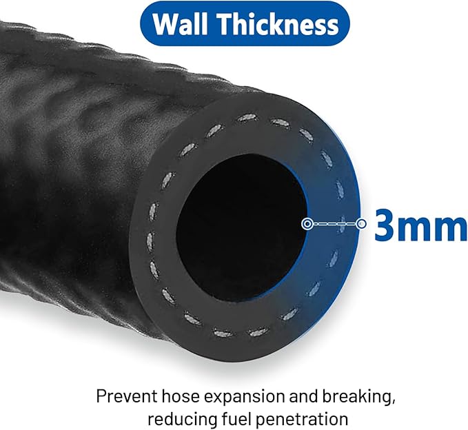 LokoCar Rubber Fuel Hose Line Push Lock 3/16" ID SAE 30R7 NBR 5ft 300PSI Black