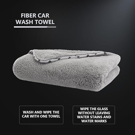 SPTA Car Microfiber Towels Woolly Mammoth Large, Super Absorbent and Soft Microfiber Towels for Cars, Gray (26.4 x 38.2 inch) -MT035