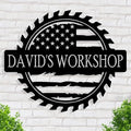 Custom American Flag Metal Shop Sign Gift for Dad, Garage, Car Plaque Wall Art, Dad's Workshop Sign, Custom Name for Men, Boyfriend, Fathers Day