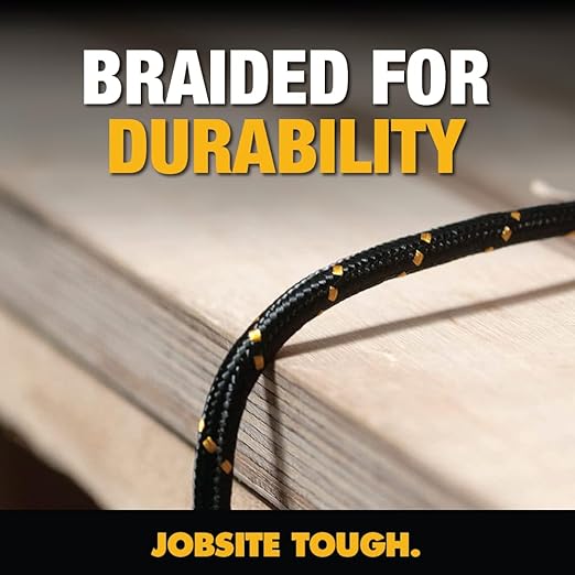 DEWALT Heavy Duty USB to Lightning Cable [Apple MFi Certified] Durable iPhone Charger, Lightning Cables, Fast Charging iPhone Charger Cord Compatible w/iPhones 14/13/12/11 Pro Max iPad AirPods, 10FT
