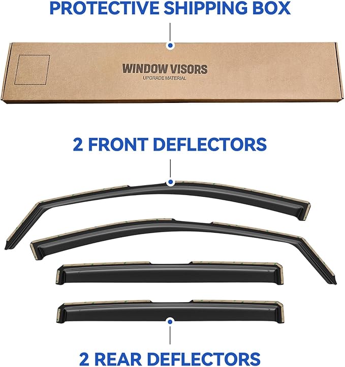 in-Channel Window Visors Rain Guards for 2019-2023 Ford Ranger SuperCrew, Window Vent Wind Deflectors Visors Shades for 19-23 Ranger Crew Cab