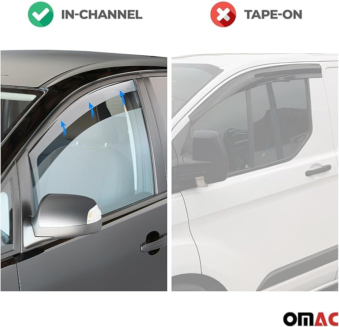 OMAC Window Visor Vent Rain Deflector for Honda Civic 2012-2015 Sedan Black Smoke 2 Pcs