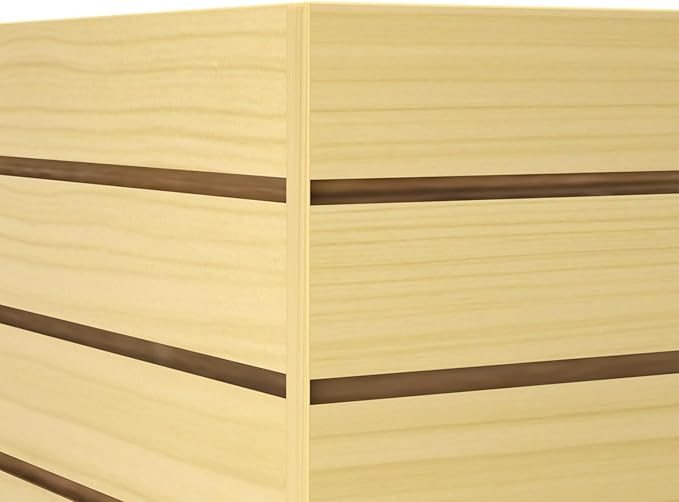 WISDOMFUR Rotating Slatwall Display Rack – 16"x16"x60" Maple Spinning Tower with Wheels – Retail Display Fixture for Accessories, Hooks & Shelves