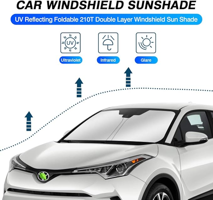 KUST Windshield Sun Shade for Toyota CHR 2018-2023 CH-R Window Cover Sun Visor Foldable Sunscreen Blocks UV Rays Keep Your Car Cooler