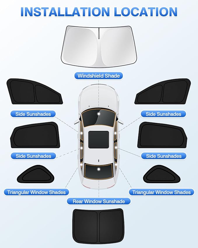 Sunshades for Honda Accord 2023-2025 2026 Accessories Windshield Sun Shade Side Rear Window Shade Cover Sun Visor Shield Privacy Protection Keep Vehicle Cool Black 8PCS