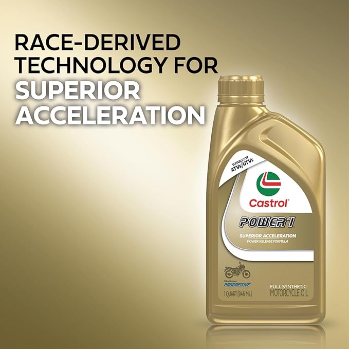 Castrol Power1 4T 10W-40 Full Synthetic Motorcycle Oil, 1 Quart, Pack of 6