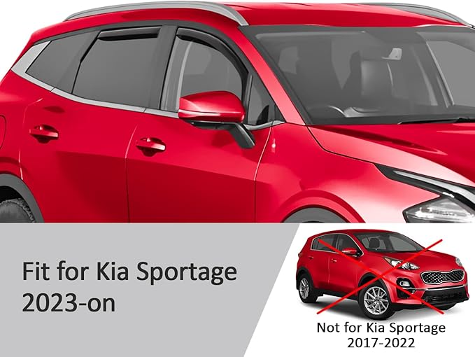 Voron Glass in-Channel Extra Durable Rain Guards for Kia Sportage 2023-2025, Window Deflectors, Vent Window Visors, 4 Pieces - 200816