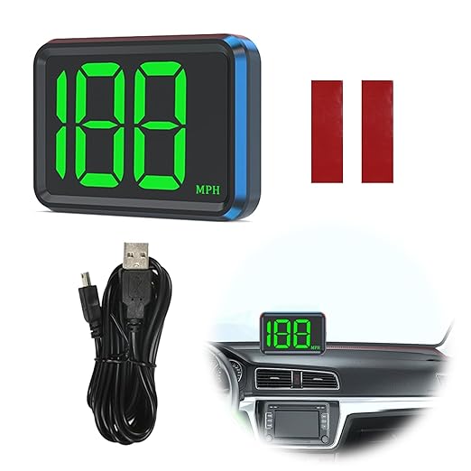 GPS Digital Speedometer for Car MPH, Universal HUD Speed Meter with LED Large Font Head Up Display Car Accessories with USB Cable Plug Play for Truck Motor SUV Golf Cart All Vehicles (X1 Speedometer)