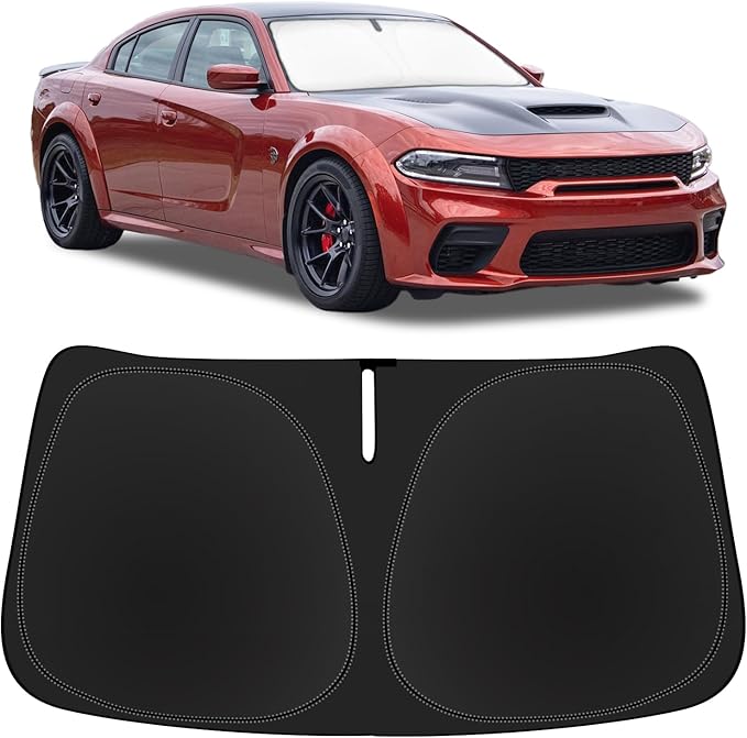 for Charger 2025 Windshield Cover Sunshade Foldable Shield for Dodge Charger 2023 2024, for Dodge Challenger 2006-2022 Front Window Sun Shades UV Protector 240T Reflective Sun Visor Accessories