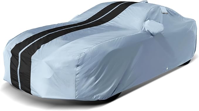 iCarCover Custom Car Cover for Chevy Master (1933-1942) Waterproof All-Weather Rain Snow UV Sun Protector Full Exterior Indoor Outdoor Car Cover (Stripe - Gray/Black)