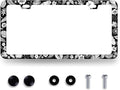 Tropical Flowers Leaves License Plate Frame Hawaiian Hibicus License Plate Holder Stainless Steel Front and Rear Car Tags Auto Parts Colorful License Plate Women Decoration with Screws 12.2" x 6.2"