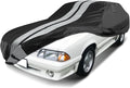 iCarCover Custom Car Cover Compatible with Mustang 1979-2004, Waterproof All Weather Rain Snow UV Sun Protector Full Exterior Indoor Outdoor Car Covers, Stripe (Black/Gray)
