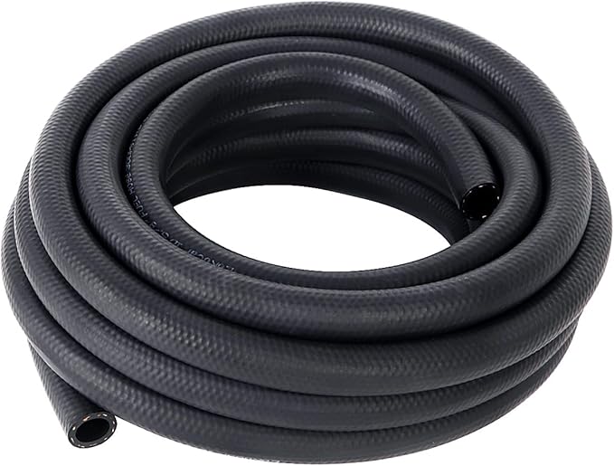 LokoCar Rubber Fuel Hose Line Push Lock 3/8" ID SAE 30R7 NBR 25ft 300PSI Black