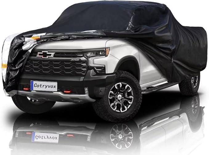 Chevrolet Silverado 1500 Truck Cover Custom Fit 1998-2025 Extended Cab SB (8.1') with Door Zipper, 12 Layers Full Exterior Pickup Truck Cover Waterproof All Weather, Wind Dust Sun and UV Protection.