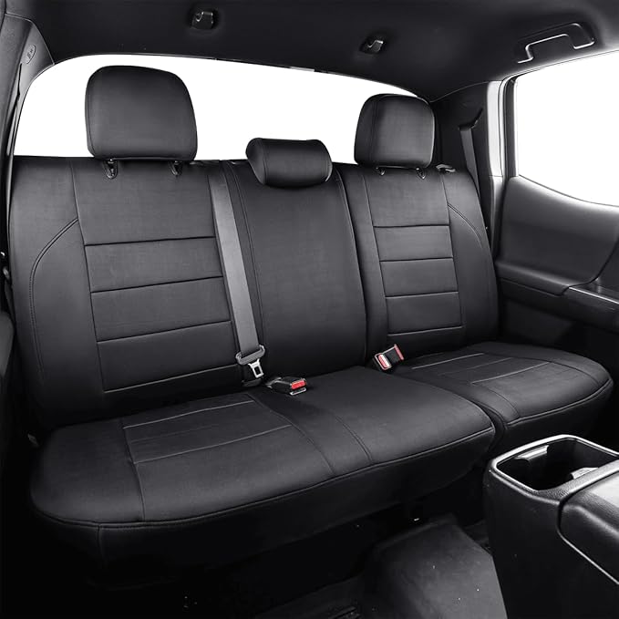 EKR Custom Fit Tacoma Rear Car Seat Covers for Select Toyota Tacoma (Petrol) 2024 2025 Double cab SR,SR5,TRD Sport,TRD Off-Road,Limited - Second Row Only,Neoprene (Black)