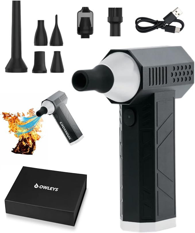Portable Car Vacuum Cleaner “CrossClean 2-in-1 Vacuum & Air Blower | 120W High-Power | 8 Attachments | 12V Rated Voltage | Cordless, Lightweight & Rechargeable via Type-C Cable