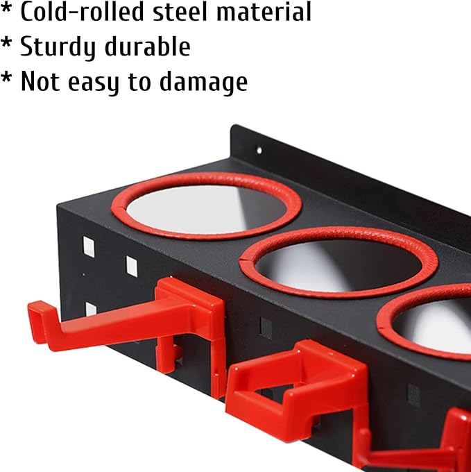 Spray Bottle Holder Wall Mount,Storage Rack 5 Holes,7Hooks Organizer Abrasive Material,Hanging Rail Cleaning Detailing Tools Hanger,Car Beauty Shop Accessory Display Auto