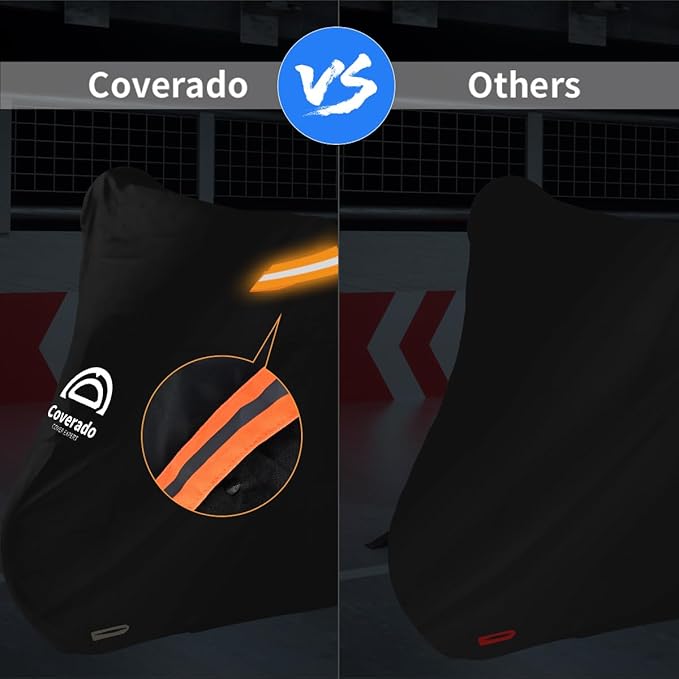 Motorcycle Cover, Motorcycle Cover Waterproof Outdoor with Lock Holes and Inner Flame Retardant Cloth Snow Rain Uv Protection Motorcycle Covers Fit for Harley Davidson Yamaha Etc (Up to 97'' Length)