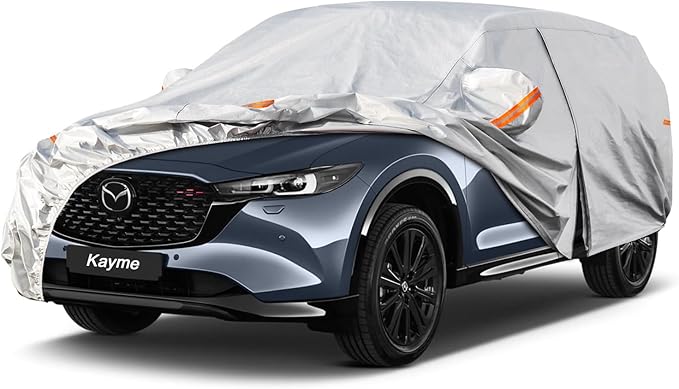 Kayme 6 Layers SUV Car Cover Custom Fit for Mazda CX-5 CX5 (2012-2025) Waterproof All Weather for Automobiles, Outdoor Full Cover Rain Sun UV Protection.Silver