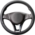 COFIT Breathable Car Steering Wheel Cover 15 inch Auto Universal Leather Wrap Non-Slip Steeringwheel Protector Automotive Interior Accessories, Black (Suit for 14.5-15 inch)