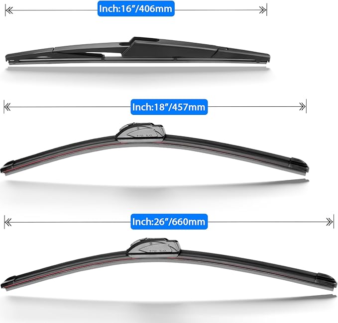Windshield Wiper Blades Replacement for 2006-2014 Kia Sedona / 2007-2014 Hyundai Entourage Original Factory Quality Front Rear Wipers Blade Set for My Car - 26" 18" 16" (Pack of 3)