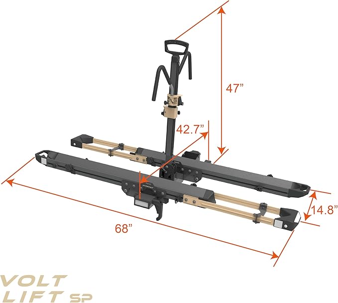 HYPERAX Volt Lift SP -E Bike Hitch Mount Platform Style 2 Bikes Carrier for Car, SUV, Truck, Sedan, Tilting e-Bike Rack for Hitch Fits Up to 2 * 80 lbs Bike -NO RV USE!
