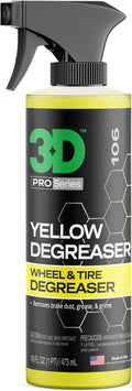 3D Yellow Degreaser – Non-Acid Wheel & Tire Cleaner Spray for Brake Dust, Grime & Tire Dressings – Safe for All Wheels & Whitewalls - 16 oz