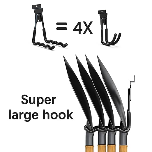 3-H Slatwall Accessories 10 Pack,Slatwall Hooks & Hangers 5 Sizes,Slat Wall Hanging Hooks Heavy Duty,Proslat Accessories for Garage Storage Wall Panels Organzing Garden Tools Chairs Ladder(Black)