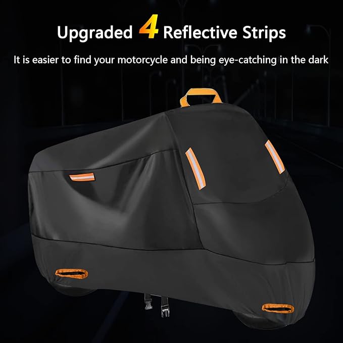 300D Motorbike Cover Waterproof Outdoor, Seceles Durable All Season Protection Scooter Cover 4 Reflective Tape Storage Bag Fits up to 82" Funda para Moto (XL: 82" x 37" x 50")