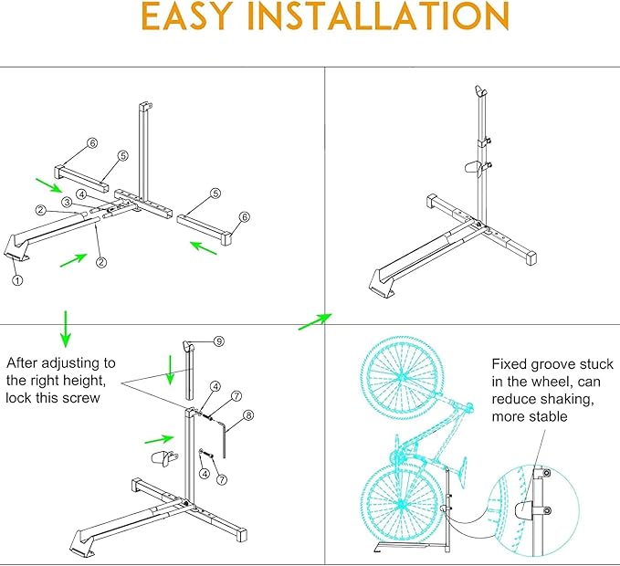 Vertical Bike Stand Floor Bicycle Rack Adjustable Upright Design, Space Saving for Living Room, Bedroom and Garage No-Damage Wall Apartment Super Stable Parking Racks, for Indoor Bike Storage