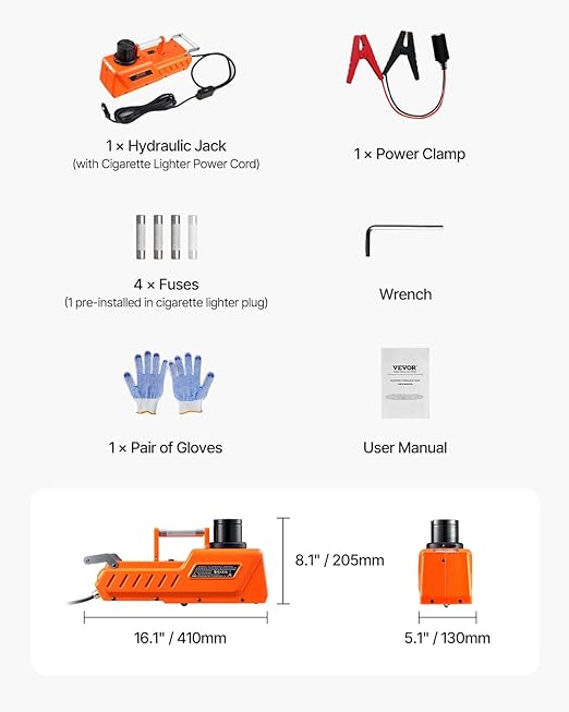 VEVOR Electric Car Jack, 15 Tons /33000 lbs, Adjustable Electric Scissor Jack with High Load Capacity, 12V Dual-Powered Tire Change Replacement with LED Light, Portable Jack kit for Sedan, SUV, Truck