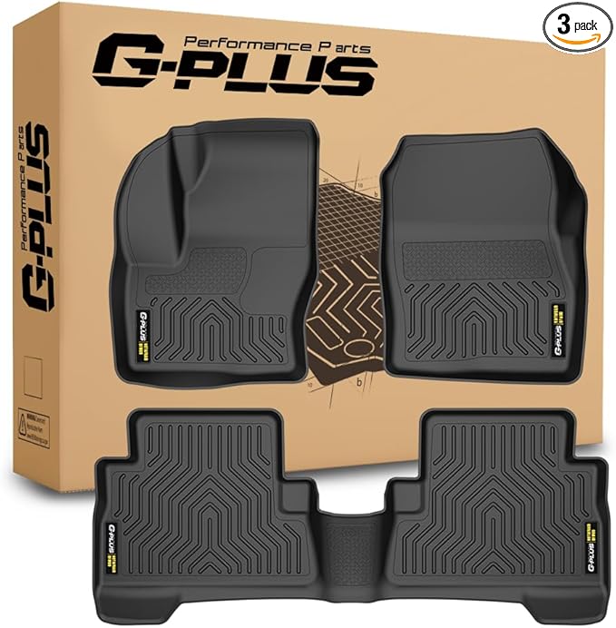 G-PLUS Floor Mats Compatible with Ford C-Max 2013-2018/Fits Ford Escape 2013-2019 TPE All Weather Full Cover Protection 3 Piece Black