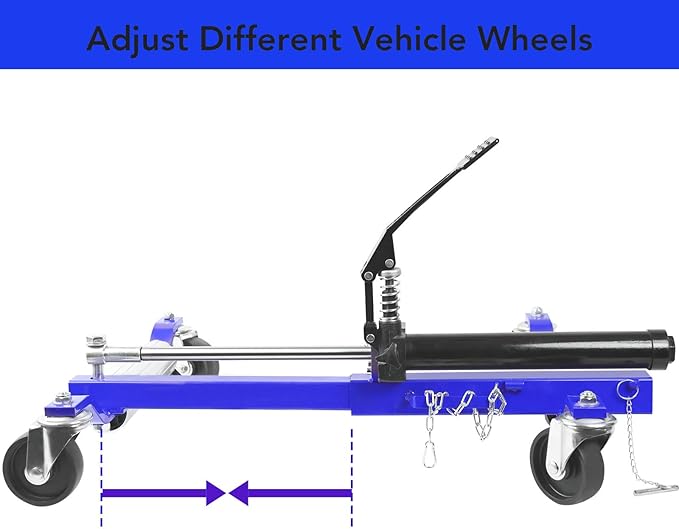 4 Pcs Car Wheel Dolly, 1500LBS Capacity Trailer Dolly with Hydraulic Tire Jack for Vehicle Positioning for Truck RV Trailer, Blue
