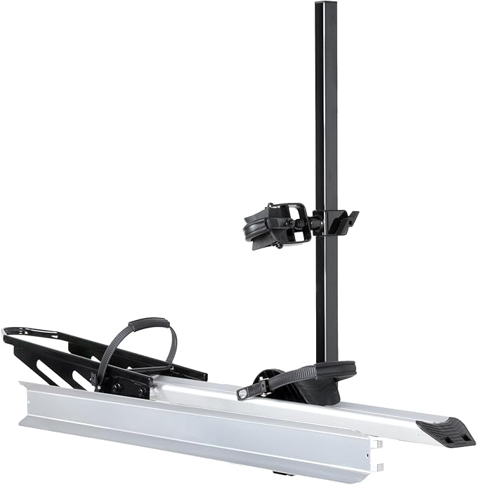 Single 1-Ebike Rack Hitch Mount with Ramp Foldable Bike Carrier 100 lbs. Capacity for Cars SUV Truck Trailer and RV
