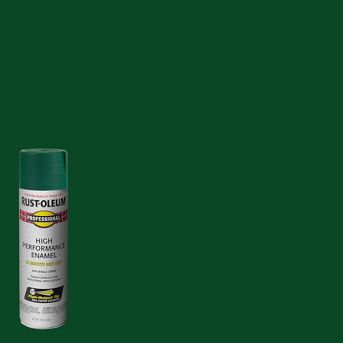 Rust-Oleum 7538838 Professional High Performance Enamel Spray Paint, 15 Oz, Gloss Hunter Green
