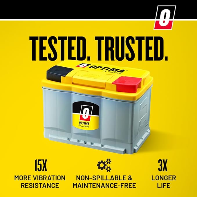 OPTIMA Batteries High Performance DH6 YellowTop Dual Purpose Sealed AGM Car, Truck and SUV Battery, 800 CCA, Maintenance Free, Versitile Mounting, BCI Group Size 48