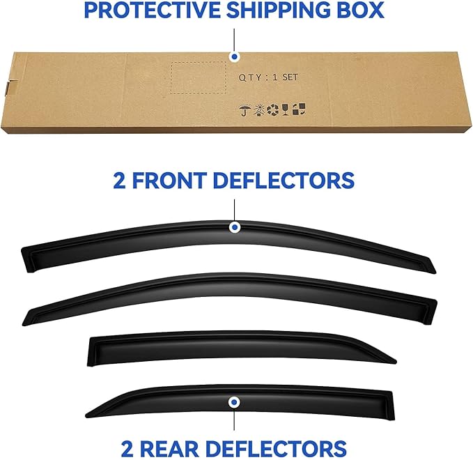 Window Visors Rain Guards for Toyota Corolla 2009-2013, Out-Channel Window Vent Wind Deflectors Visors Shades for 09-13 Corolla