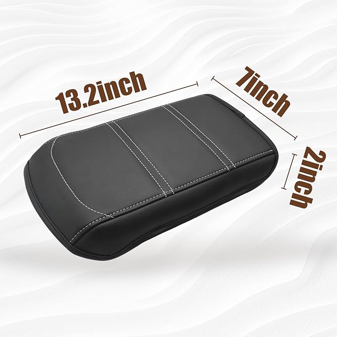 Muslogy for Acadia 2017-2023 Center Console Pad Armrest Cover Vegan Leather Cushion Pad Accessories Armrest Lid Protector Extra Soft Compatible with GMC Acadia 2023 2022-2017 (Black/White Trim)