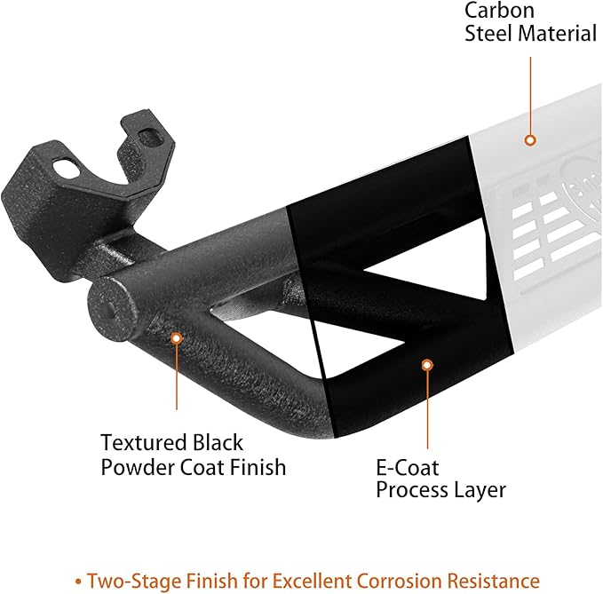 u-Box JK 2-Door Side Steps Running Boards, Drop Tubular Nerf Step Bars w/Non-Slip Pad for 2007-2018 Jeep Wrangler JK 2-Door