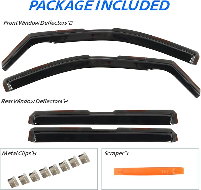 in-Channel Window Rain Guards Fit for 2022 2023 2024 2025 Honda Civic LX EX SI HPT Sport Touring Sedan 4-Door, Durable Side Window Deflector, Smoke Tinted Vent Visors Shade