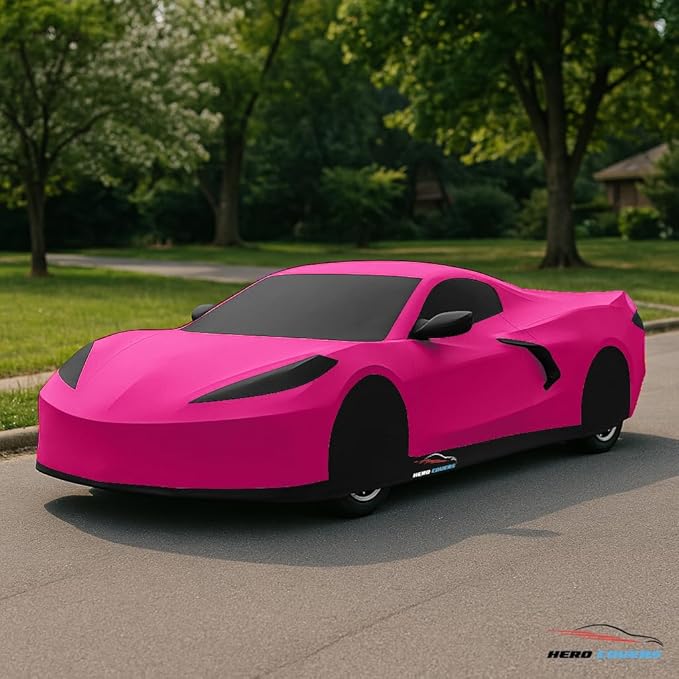 C8 Car Cover Fit for Corvette C8 Indoor and Outdoor Protection (Pink)