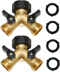 HQMPC 2-Way Garden Hose Splitter - 3/4" Female & 2 Male, 2 Pcs