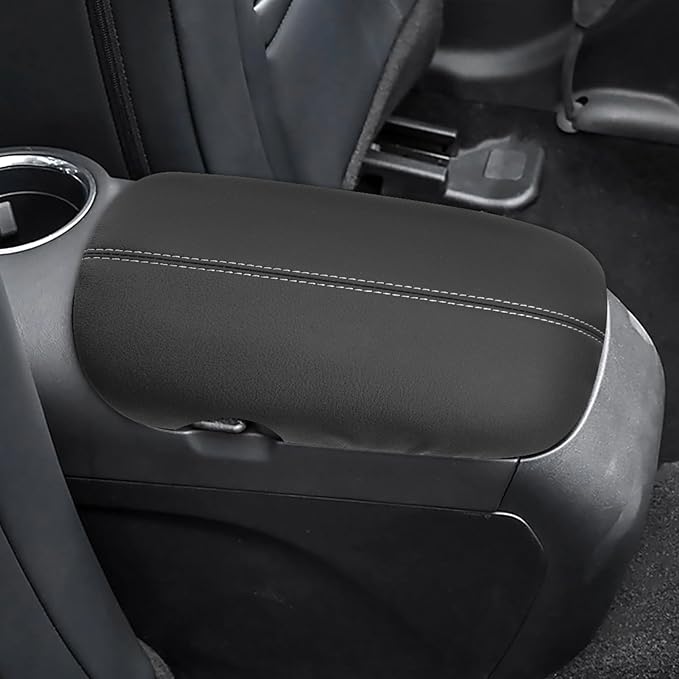 SXCY for 2024 2025 2026 Mustang Armrest Cover (Slim) for Ford Mustang 2025 2026 Accessories 2024 2025 2026 Mustang Center Console Cover 2025 2026 Mustang Middle Console Cover (Grey Stitched)