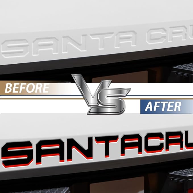 Tailgate Insert Letters Compatible for 2022 2023 2024 2025 Santa Cruz 4D Raised Tailgate Decal Letters (Double Layer Red Edge Black Faced)